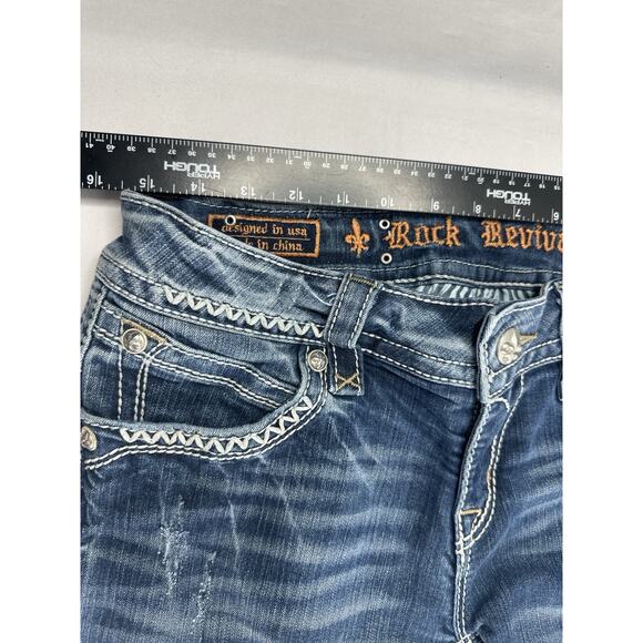 Rock Revival Betty Skinny Jeans Women Size 31 Blue Medium Wash AK12 Distressed  - Picture 5 of 13
